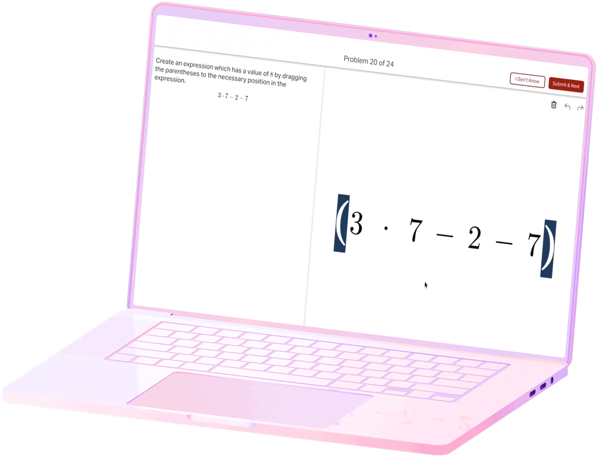 GIF shows a student completing a math problem then completing their diagnostic assessment